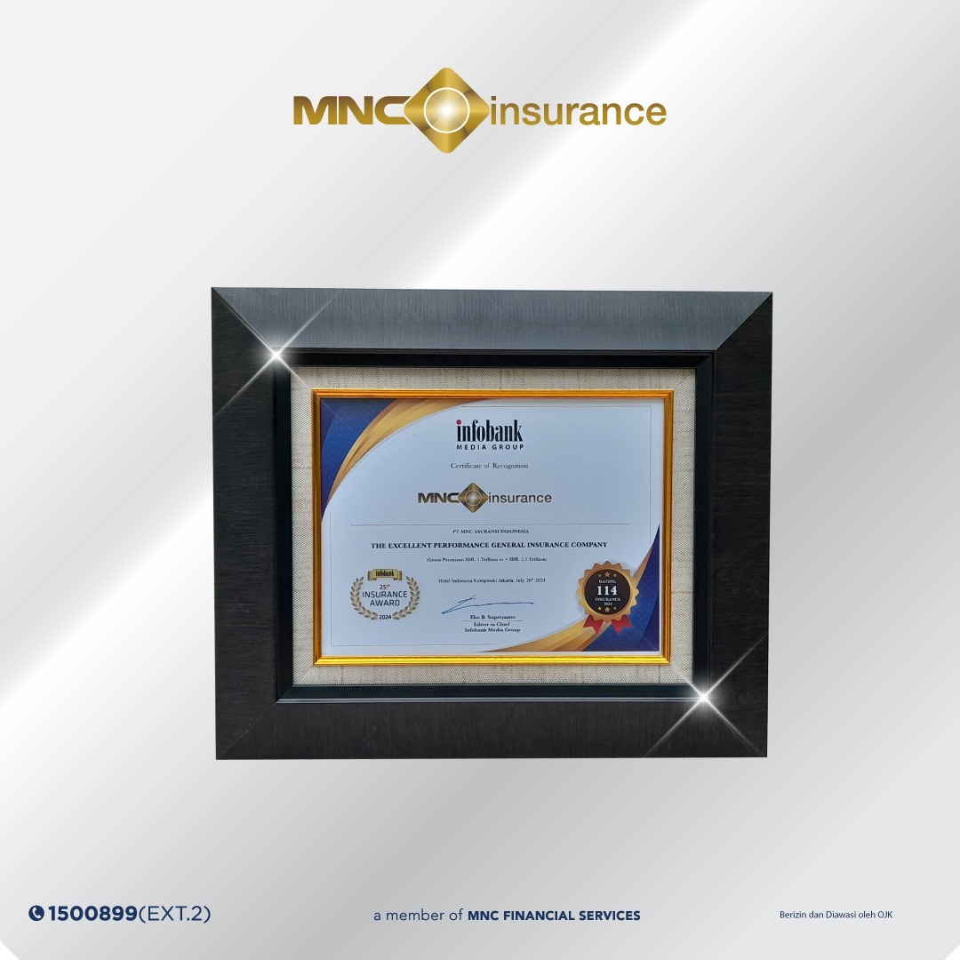 MNC Insurance Meraih Penghargaan “The Excellent Performance General Insurance Company” (Gross Premium IDR 1 Trillion to < IDR 2,5 Trillion)